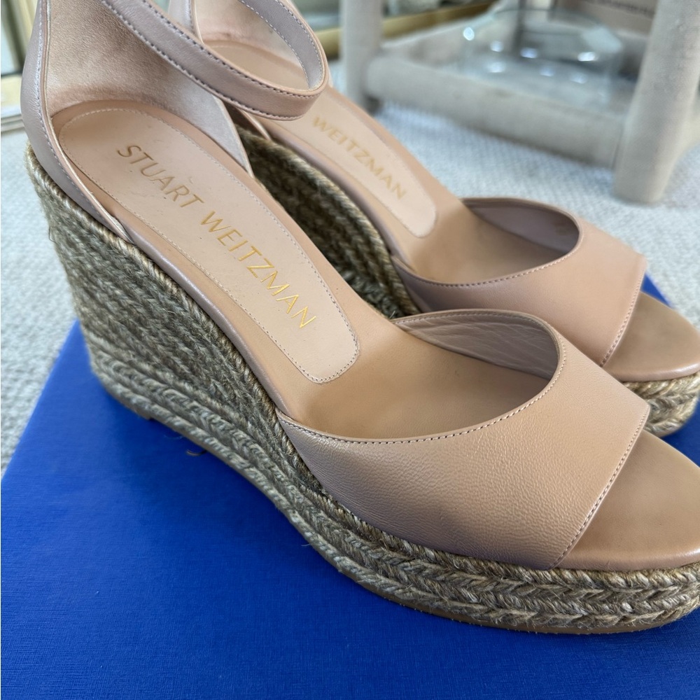 Stuart Weitzman Blush Espadrille Wedge Sandals - Picture 3 of 9